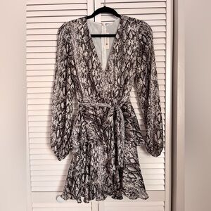 Elegant Snake Print Wrap Dress
